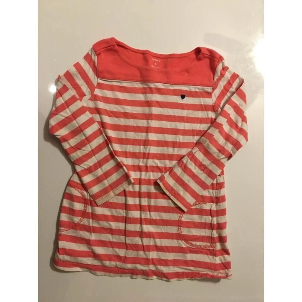 Carter’s Girls Pink/White Stripped Shirt Size 6